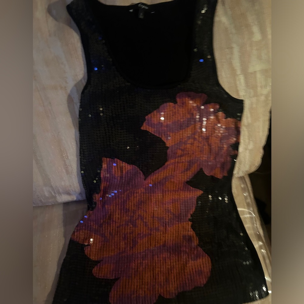 Express Sequence Tank Size Large With Flowers - image 1